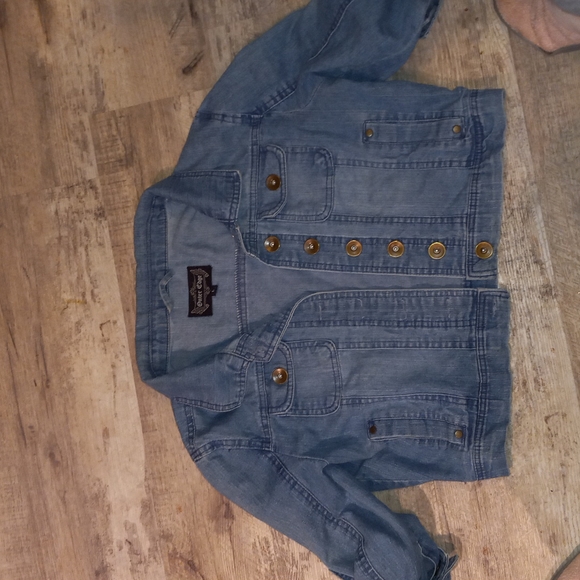 Cropped blue jean jacket adjustable sleeves - Picture 3 of 7